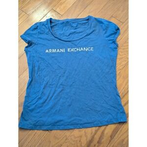 Armani Exchange Blue‎ Purple Graphic T Shirt Tee Women XL